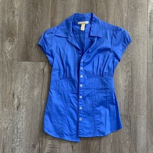 Banana Republic Blue Button Down Short Sleeve Collared Women’s Shirt